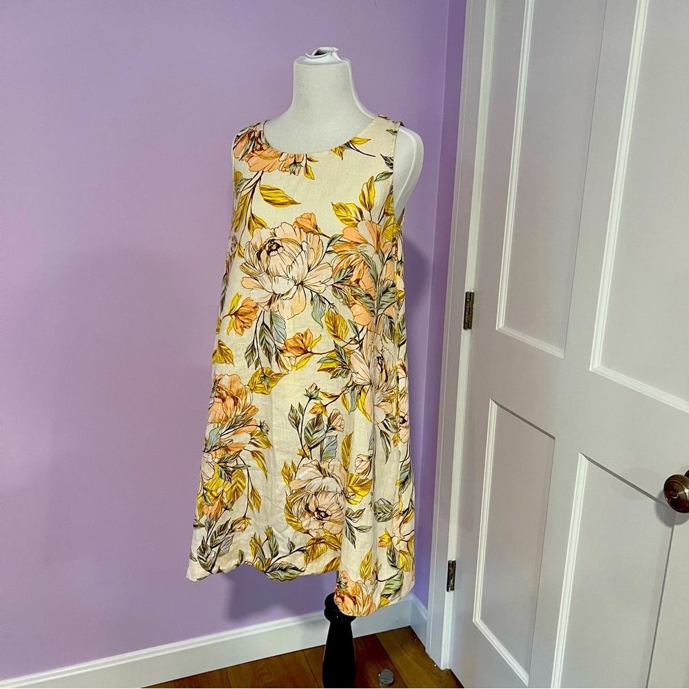 Nicole Miller Linen Floral Babydoll dress, XS